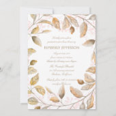 Invitation Aquarelle florale dorée et floue (Dos)