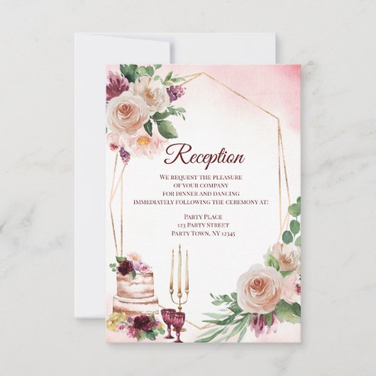 Invitation Aquarelle florale du Boho de Bourgogne (Devant)