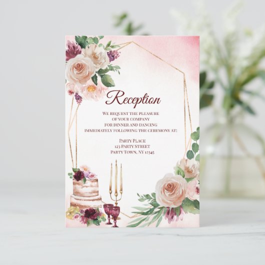 Invitation Aquarelle florale du Boho de Bourgogne (Debout devant)