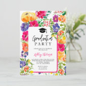 Invitation Aquarelle florale du jardin graduation photo (Debout devant)
