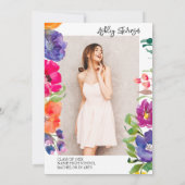 Invitation Aquarelle florale du jardin graduation photo (Dos)