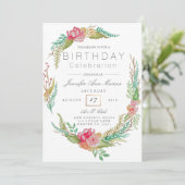 Invitation Aquarelle florale du printemps | Anniversaire (Debout devant)