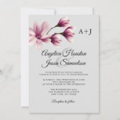 Invitation Aquarelle Florale Dusty Mauve Taupe Mariage gris (Devant)