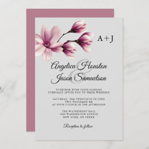 Invitation Aquarelle Florale Dusty Mauve Taupe Mariage gris