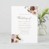 Invitation Aquarelle florale Dusty Rose Mariage de automne d' (Debout devant)