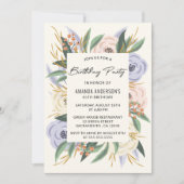 Invitation Aquarelle Florale Élégante 65e anniversaire (Devant)