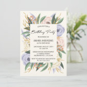 Invitation Aquarelle Florale Élégante 65e anniversaire (Debout devant)