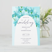 Invitation Aquarelle florale en iris bleu artistique (Debout devant)