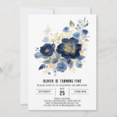 Invitation Aquarelle Florale en ligne Anniversaire (Devant)