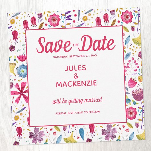 Invitation Aquarelle florale Enregistrer la date