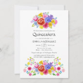 Invitation Aquarelle Florale espagnole Fiesta Quinceañera (Devant)