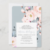 Invitation Aquarelle florale et bleu unique Quinceañera (Devant)