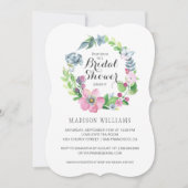 Invitation Aquarelle florale et Fête de la mariée du papillon (Devant)