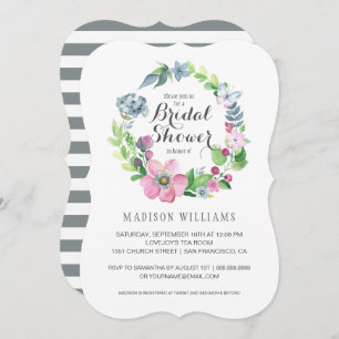 Invitation Aquarelle florale et Fête de la mariée du papillon