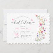 Invitation Aquarelle florale Fête des mariées rose (Devant)