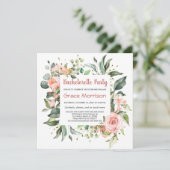 Invitation Aquarelle florale, feuillage Bachelorette Party (Debout devant)