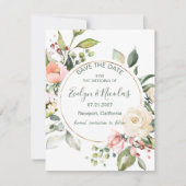 Invitation Aquarelle florale, feuillage Enregistrer la date (Devant)