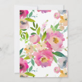 Invitation Aquarelle florale filles 1er anniversaire invitati (Dos)