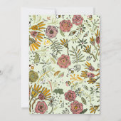 Invitation Aquarelle Florale Fleurs d'abeille Élégante Modern (Dos)