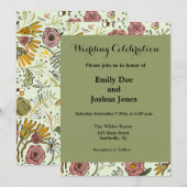 Invitation Aquarelle Florale Fleurs d'abeille Élégante Modern (Devant / Derrière)