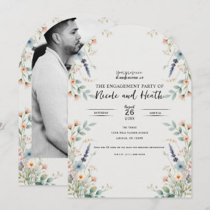 Invitation Aquarelle Florale Fleurs Sauvages Engagement de Pr