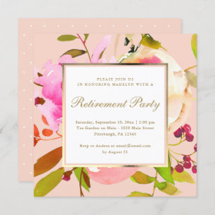 Invitation Aquarelle florale floue avec partie de retraite de