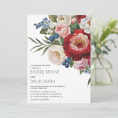 Invitation Aquarelle florale floue élégante Mariage bordeaux (Debout devant)