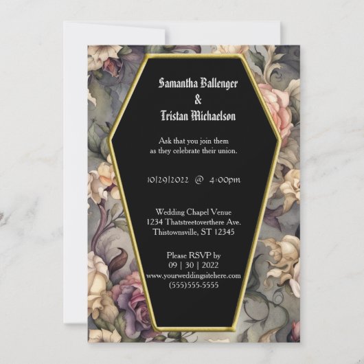 Invitation Aquarelle Florale Forme de café Mariage gothique m (Devant)