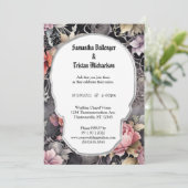 Invitation Aquarelle Florale Forme du crâne Moderne Goth Mari (Debout devant)