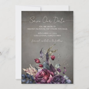 Invitation Aquarelle florale gothique Photo Enregistrer la da
