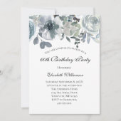 Invitation Aquarelle florale gris bleu pour elle (Devant)