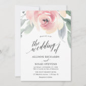 Invitation Aquarelle florale gris clair élégant mariage (Devant)