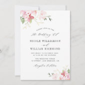 Invitation aquarelle florale gris et mariage (Devant)