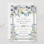 Invitation Aquarelle florale gris moderne graduée (Devant)