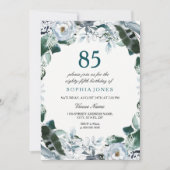 Invitation Aquarelle florale Jade Vert 85e anniversaire Invit (Devant)