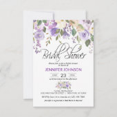 Invitation Aquarelle Florale Lavande Fête des mariées pourpre (Devant)