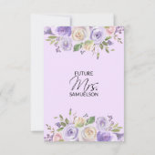 Invitation Aquarelle Florale Lavande Fête des mariées pourpre (Dos)