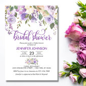 Invitation Aquarelle Florale Lavande Fête des mariées pourpre