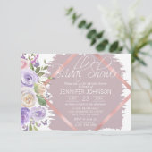 Invitation Aquarelle Florale Lavande Fête des mariées pourpre (Debout devant)