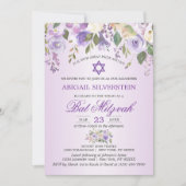 Invitation Aquarelle Florale Lavande violet étoile Bat mitzva (Devant)