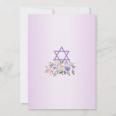 Invitation Aquarelle Florale Lavande violet étoile Bat mitzva (Dos)