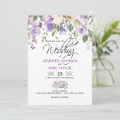 Invitation Aquarelle Florale Lavande violet Mariage Lilac (Debout devant)