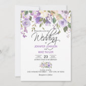 Invitation Aquarelle Florale Lavande violet Mariage Lilac (Devant)