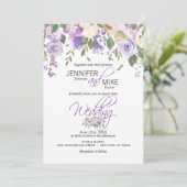 Invitation Aquarelle Florale Lavande violet Mariage Lilac (Debout devant)