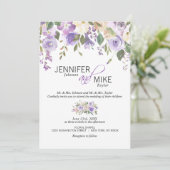 Invitation Aquarelle Florale Lavande violet Mariage Lilac (Debout devant)