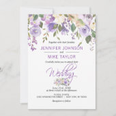 Invitation Aquarelle Florale Lavande violet Mariage Lilac (Devant)