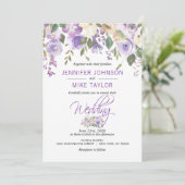Invitation Aquarelle Florale Lavande violet Mariage Lilac (Debout devant)