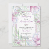 Invitation Aquarelle florale Lilac rose délicate Anniversaire (Devant)
