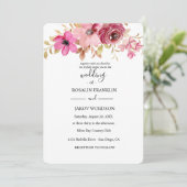 Invitation aquarelle florale mariage (Debout devant)