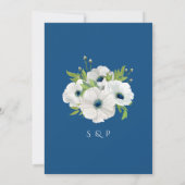 Invitation Aquarelle florale Mariage bleu classique (Dos)